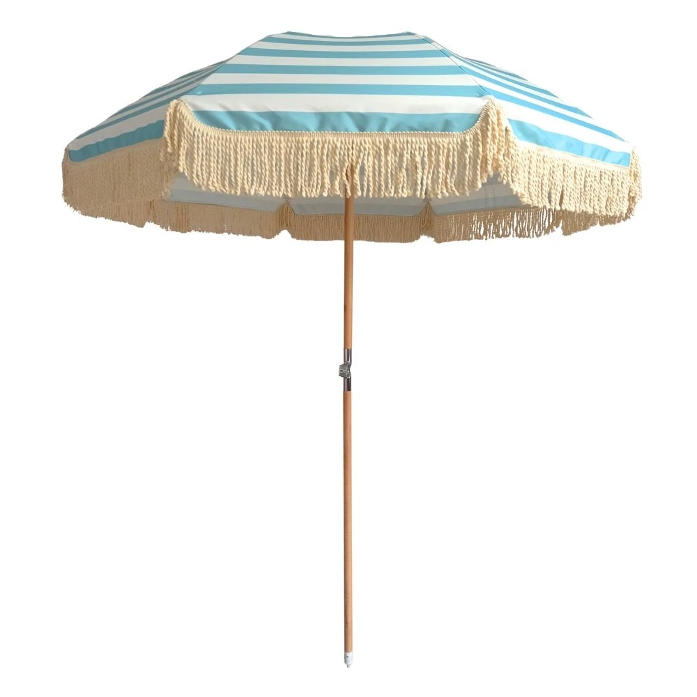 Middenstokparasol IBIZA Stripes Blue/white - Ø 180 X 200 Cm 1 Middenstokparasol IBIZA Stripes Blue/white - Ø 180 X 200 Cm
