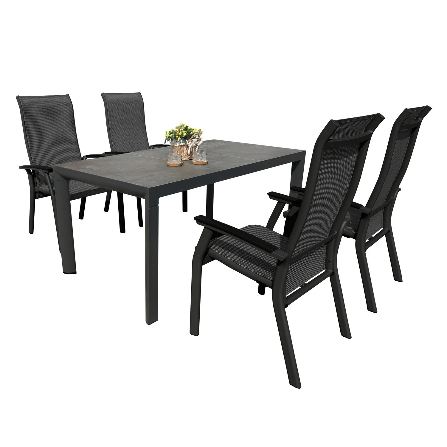 Royal Seasons PORTO Dining Set Met 4 Stoelen 1 Royal Seasons PORTO Dining Set Met 4 Stoelen