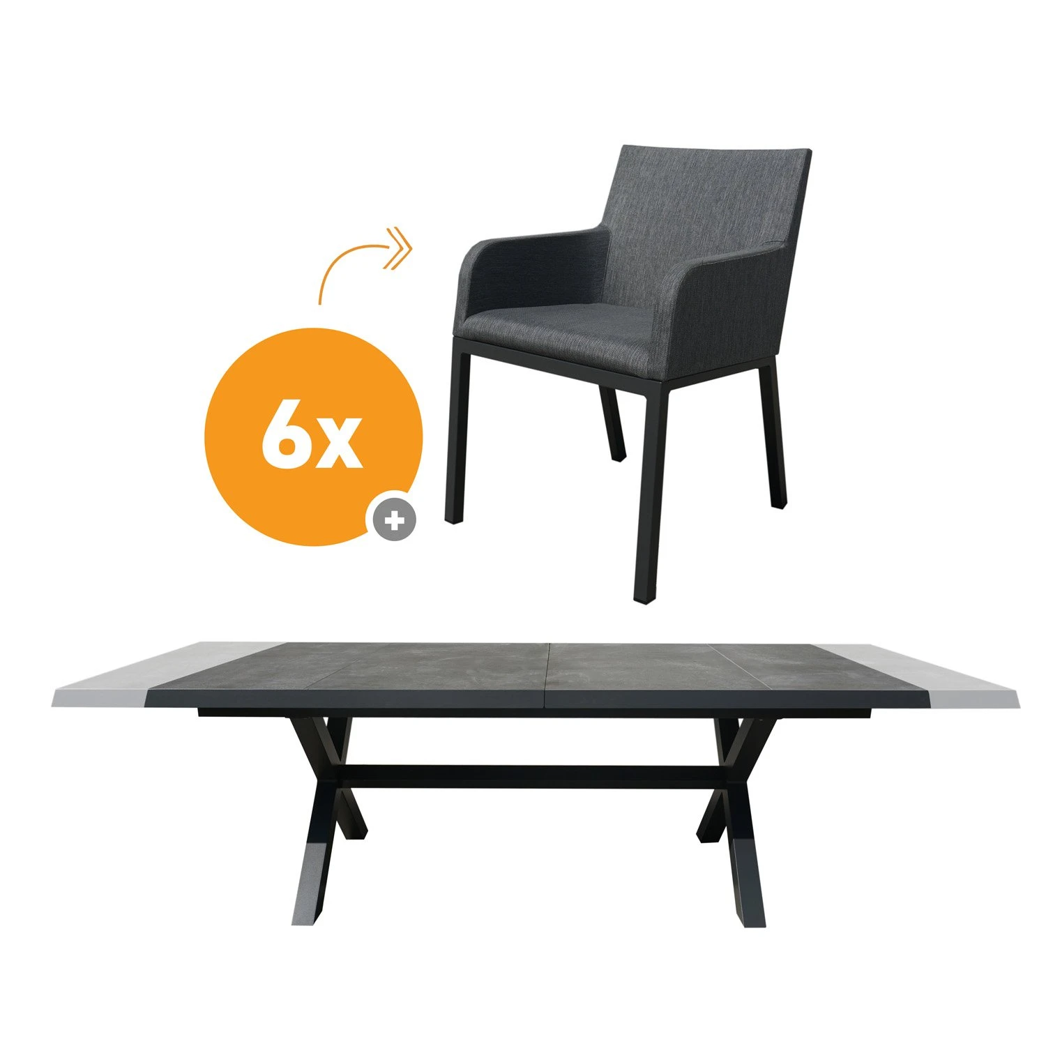 Royal Seasons RONDA Uitschuifbare Dining Set Met 6 Stoelen 1 Royal Seasons RONDA Uitschuifbare Dining Set Met 6 Stoelen